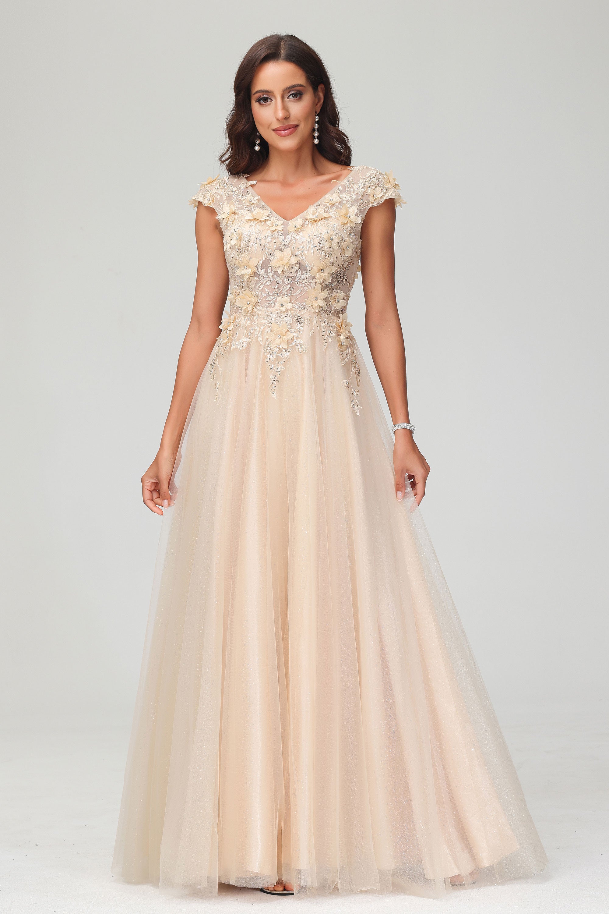 Lace See Through with Beaded Bodice Gowns Dusty Sage Plus Size