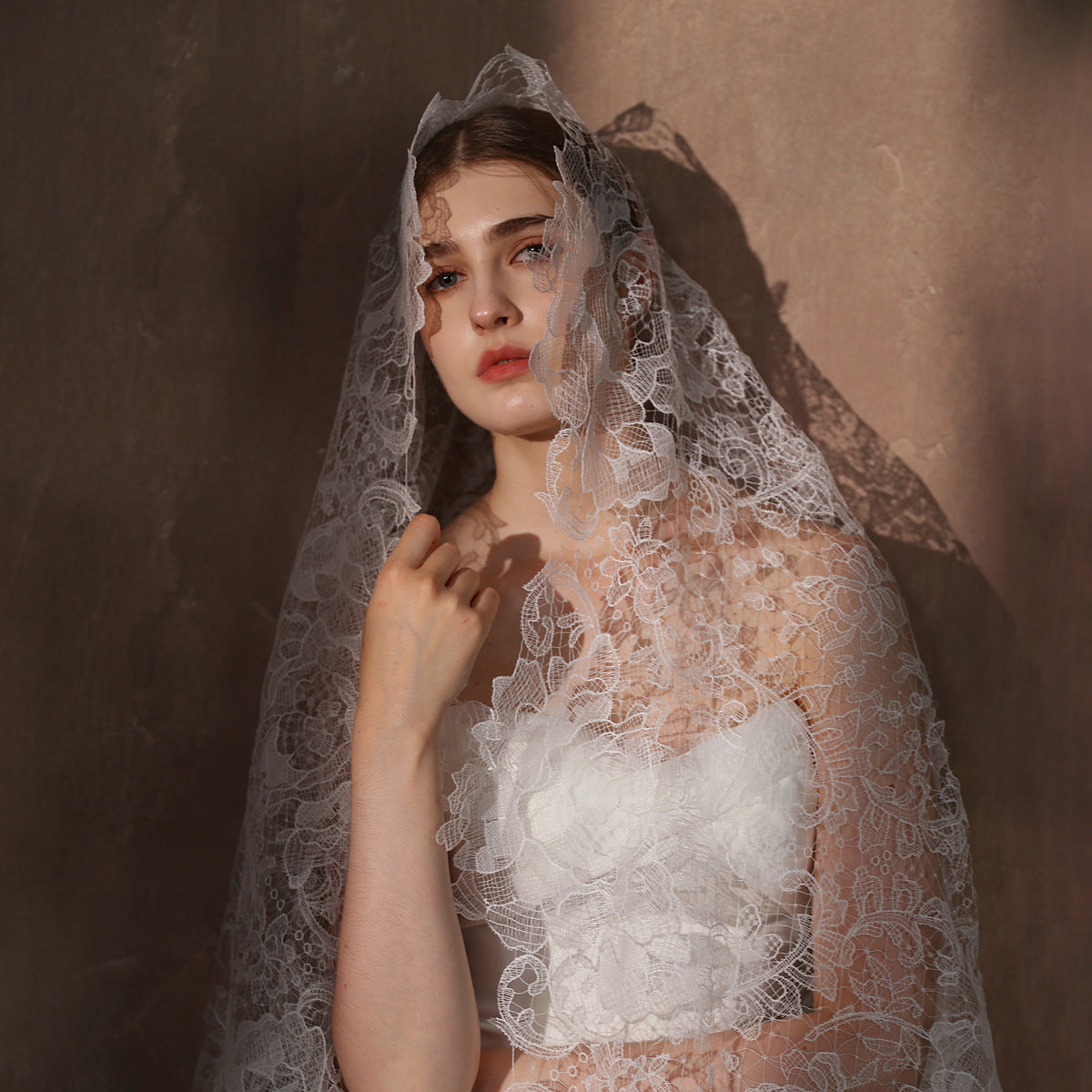 White lace deals wedding veil