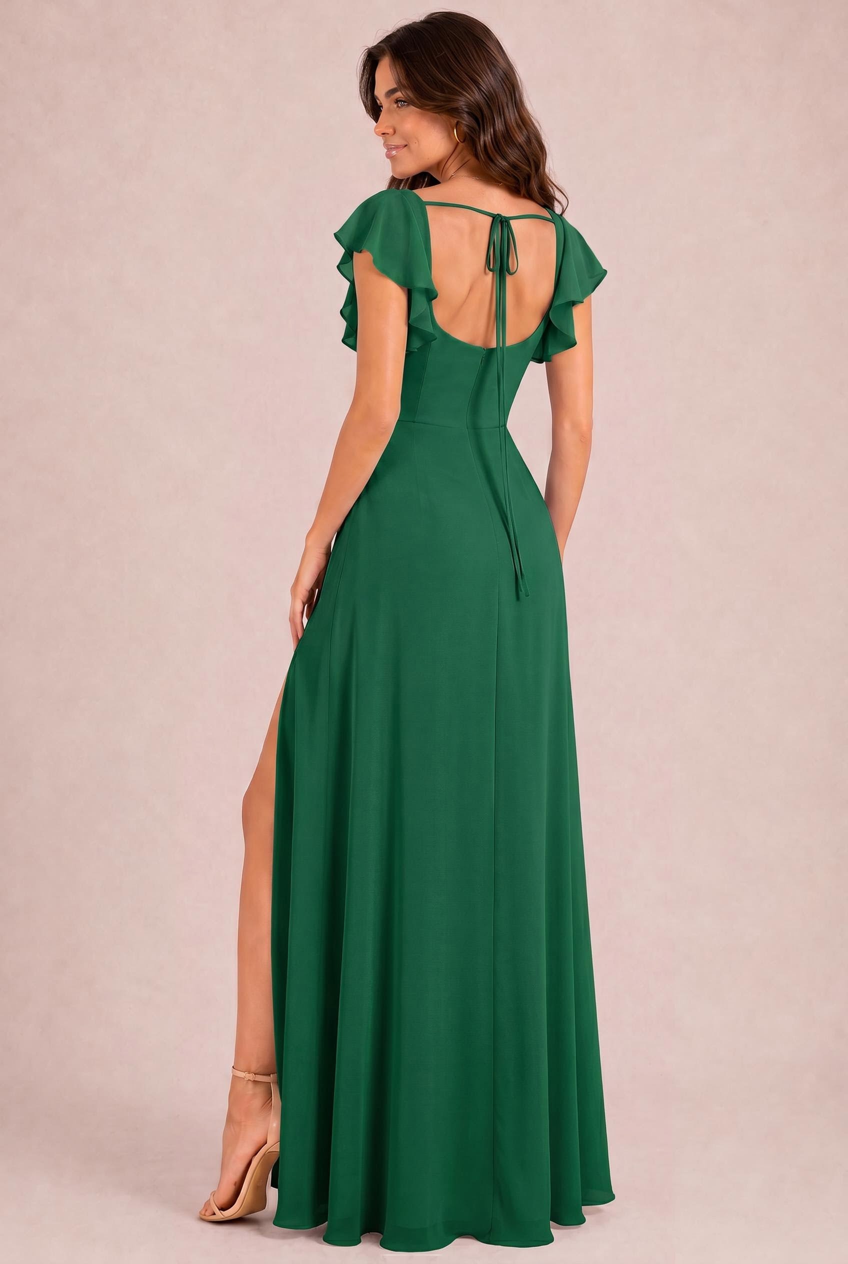 dark green bridesmaid dresses uk Chiffon A-Line Dress garden party dress