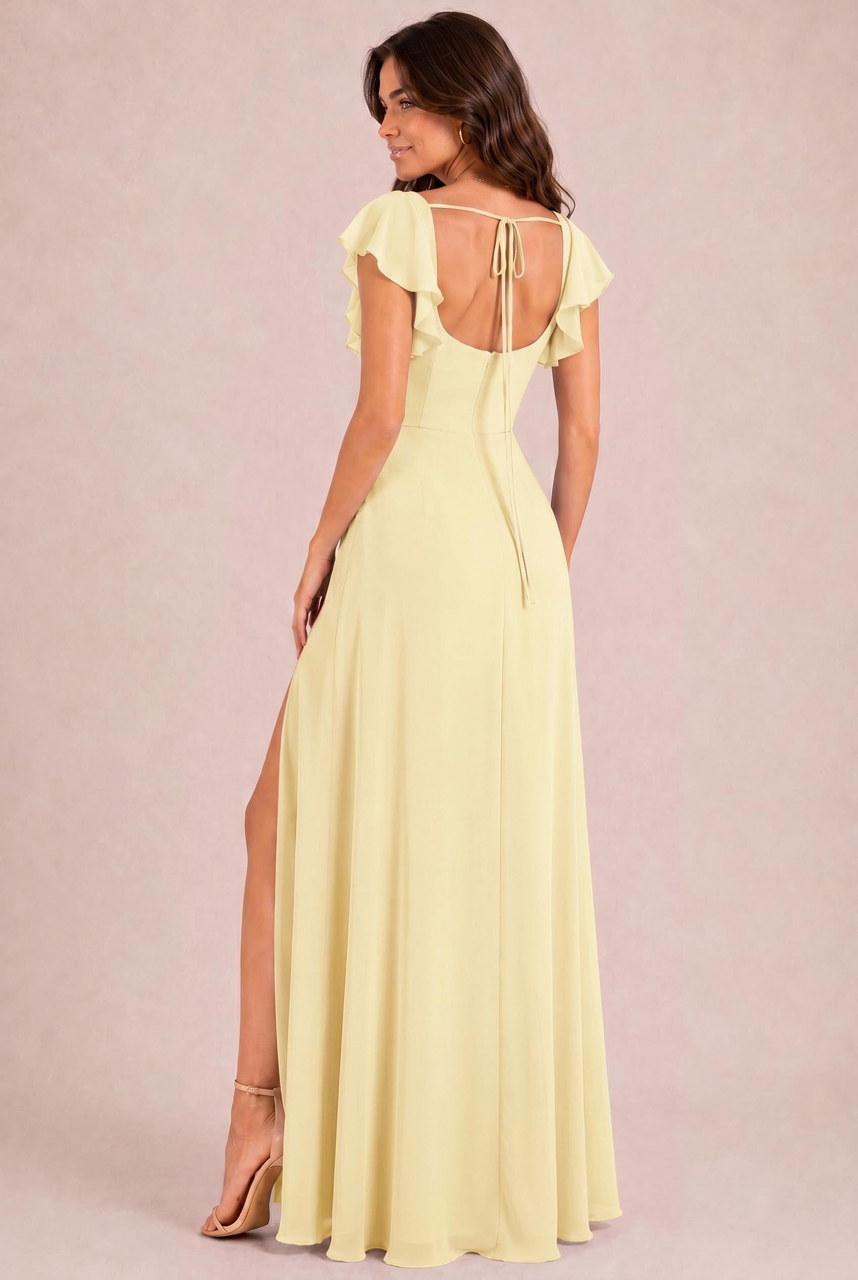lemon bridesmaid dresses uk Chiffon A-Line Dress Color:Daffodil Pastel Yellow Bridesmaids Dresses Product Type_DRESSES Lemon yellow