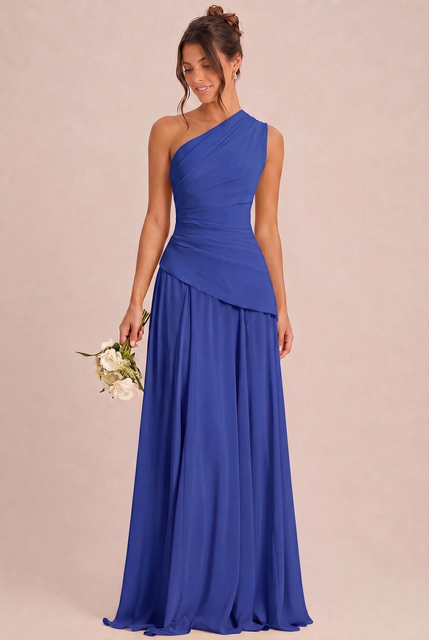 One Shoulder Chiffon Bridesmaid Dress