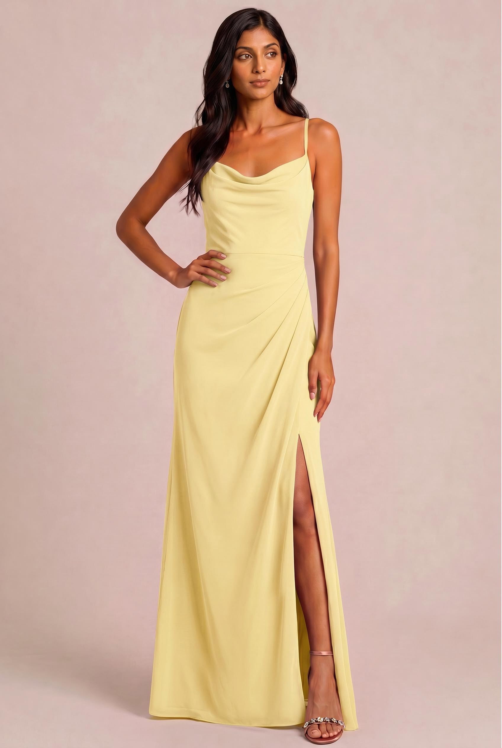 Duntery Cowl Neck Chiffon Bridesmaid Dress