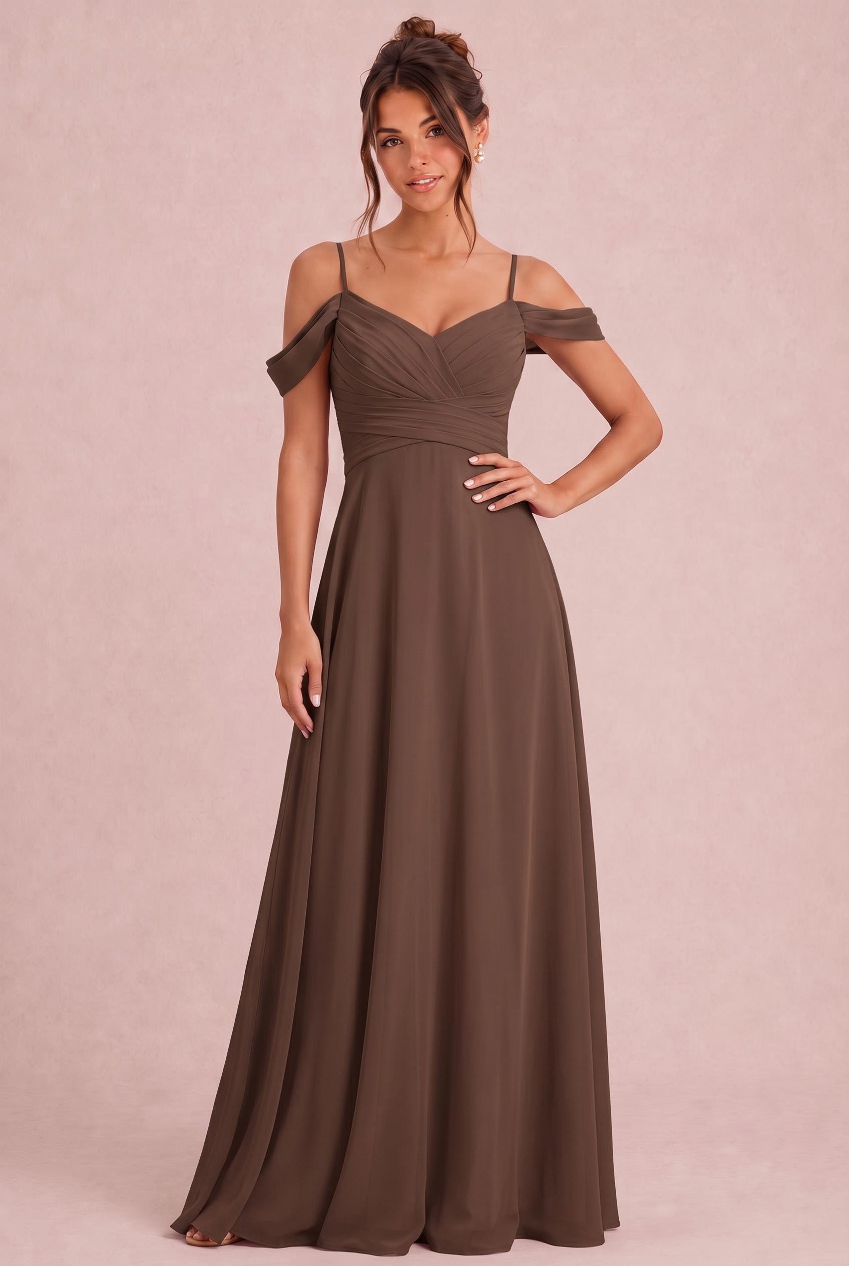 Cold Shoulder Chiffon Bridesmaid Dress