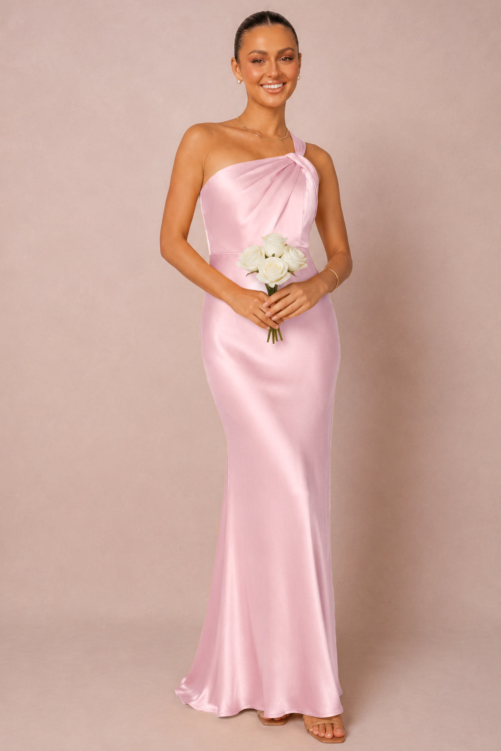One Shoulder Satin Bridesmaid Dress