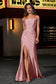 Pleated Side Slit Bodycon Satin Gown