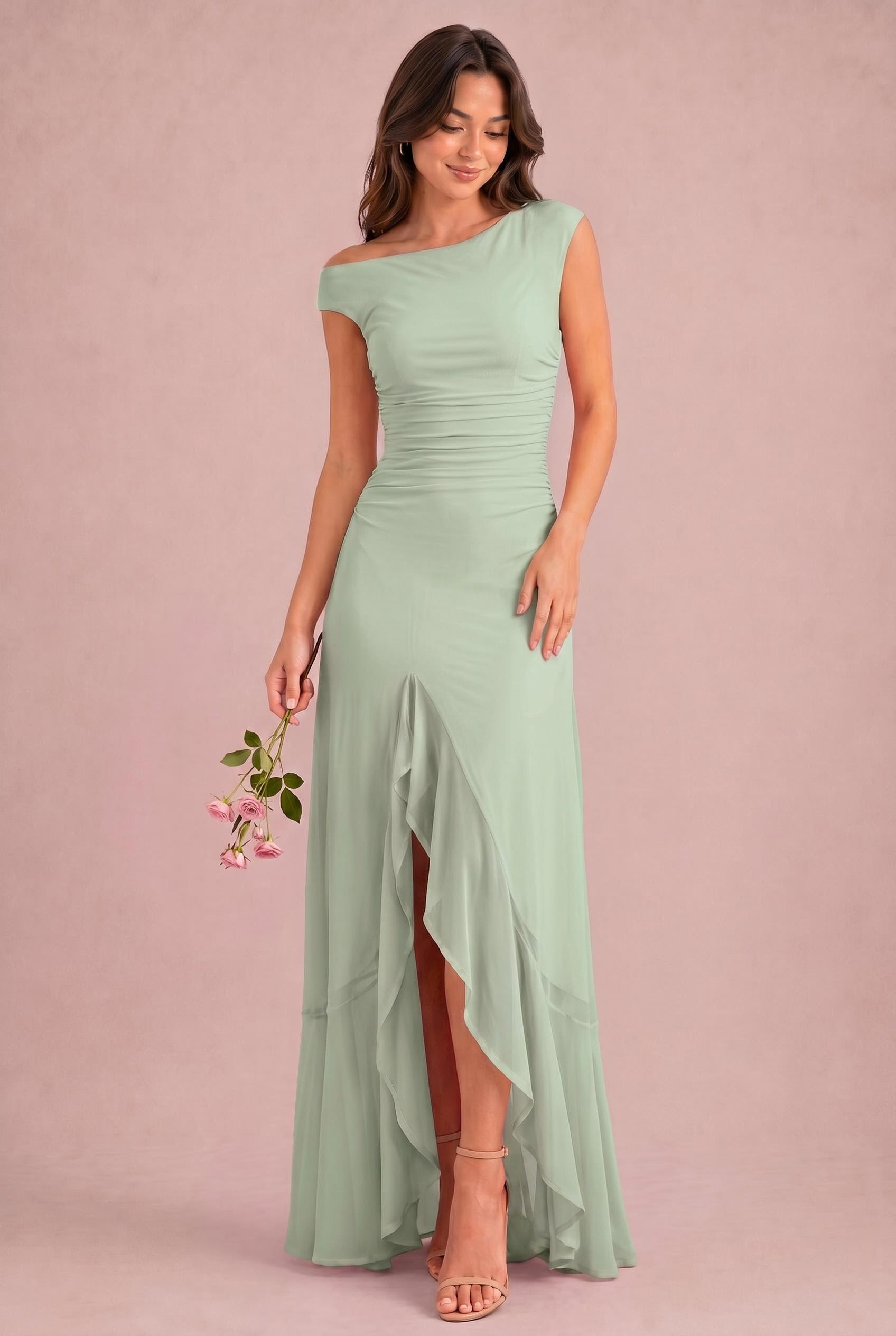 Duntery One Shoulder Ruched Bridesmaid Dress