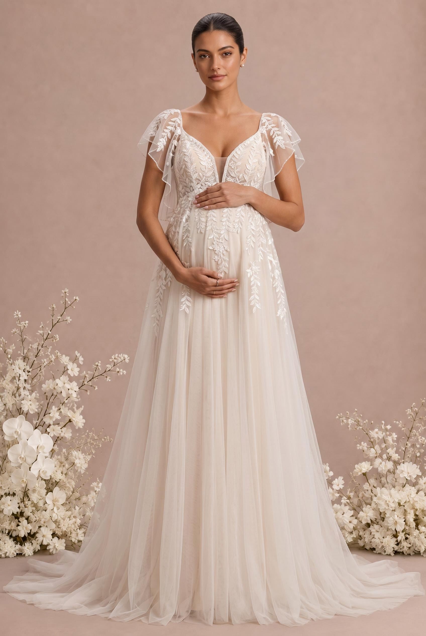 Lace Empire Maternity Wedding Dress