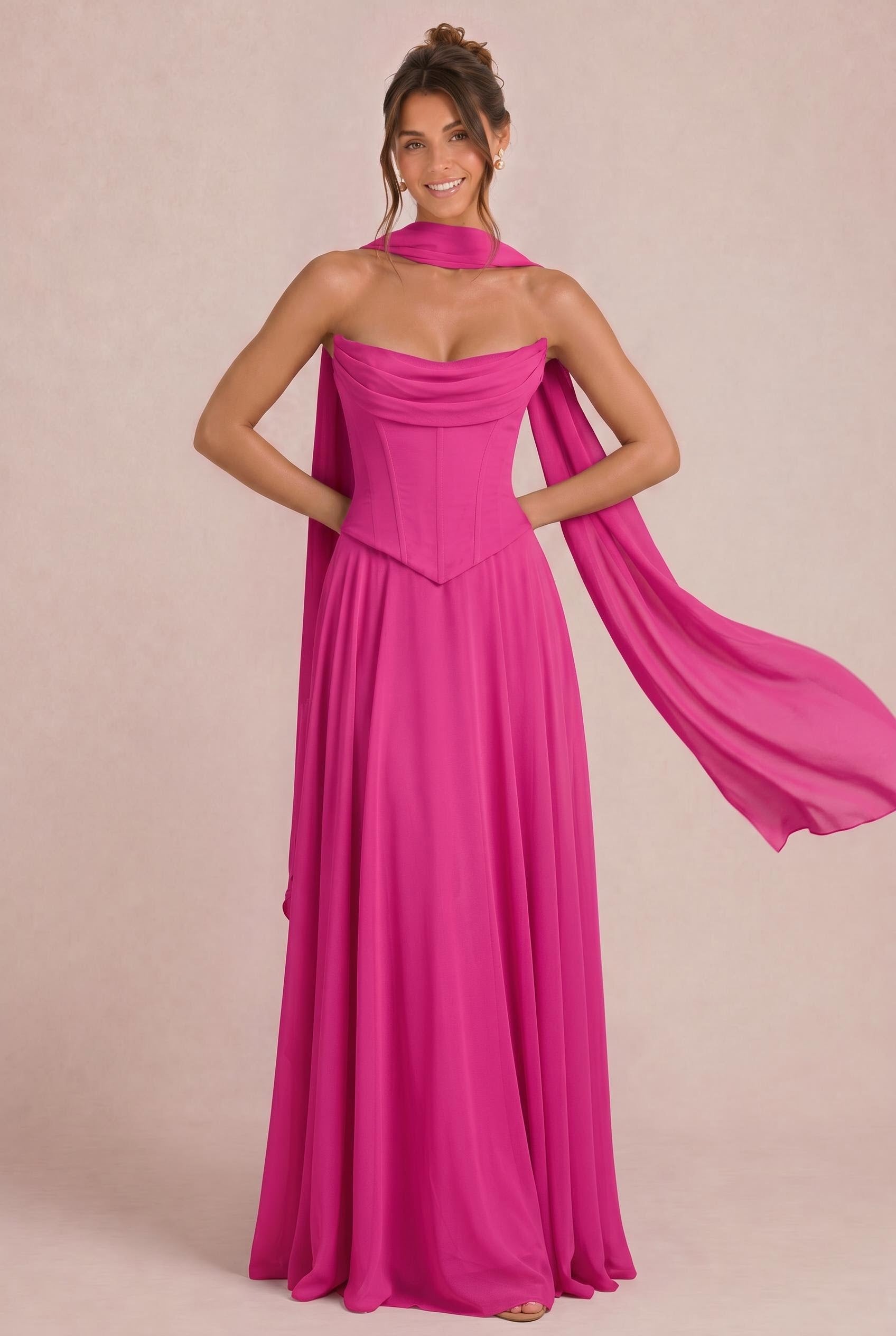 Duntery Two-piece Chiffon Corset Bridesmaid Dress