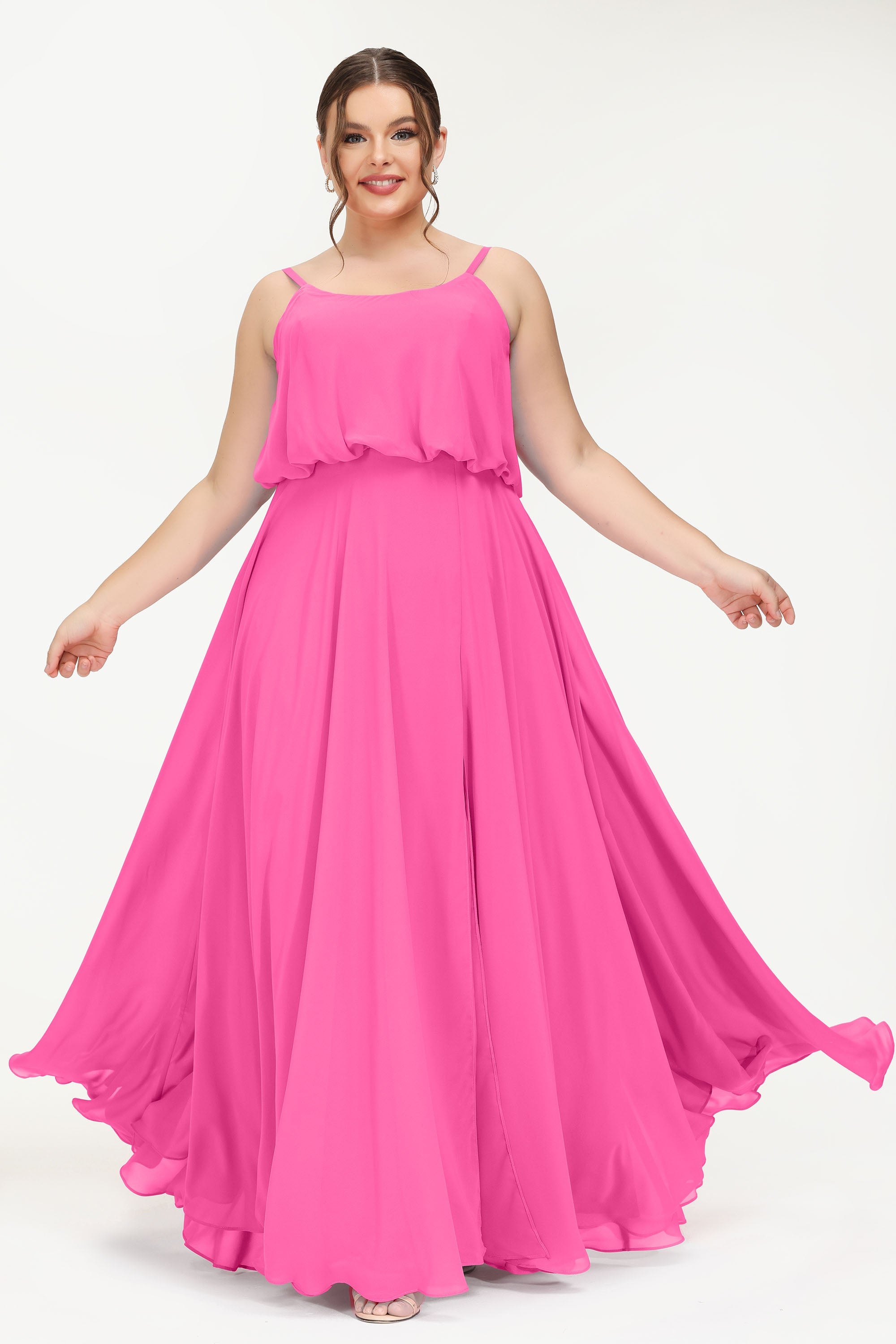 High Neck Full Length Dress with Slit Mulberry Plus Size main image 0