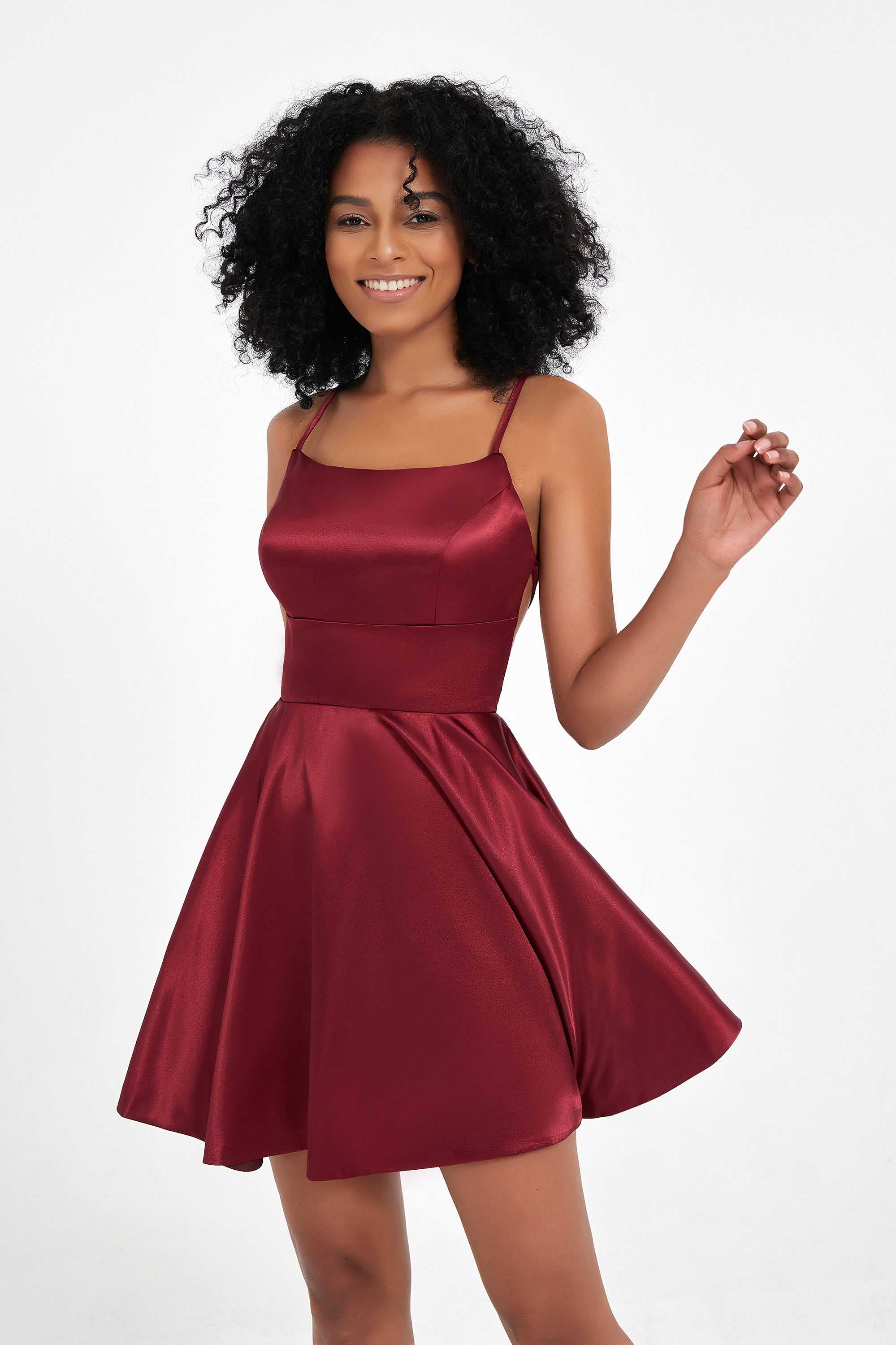 Spaghetti Straps Satin Simple & Elegant Mini Dress – DUNTERY UK