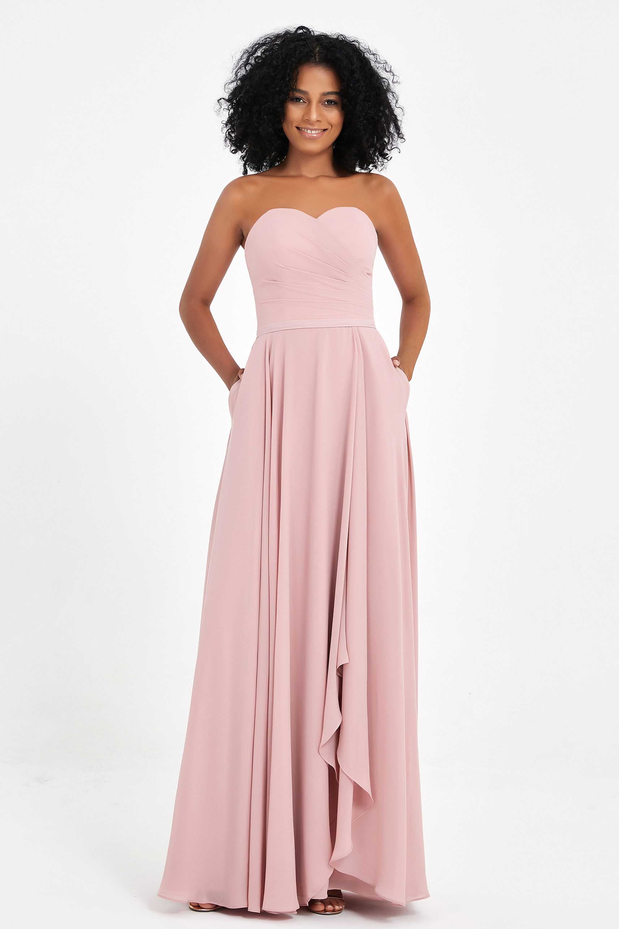 Sweethart Neck Long Chiffon DRESS WITH Slit Tangerine Plus Size main image 1