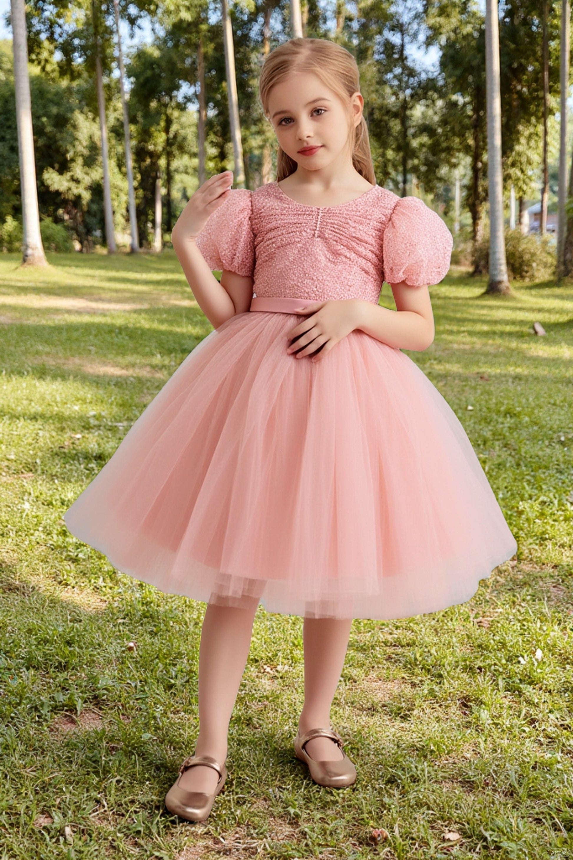 Scoop Neck Beaded Flower Girl Dress With Sash – DUNTERY UK