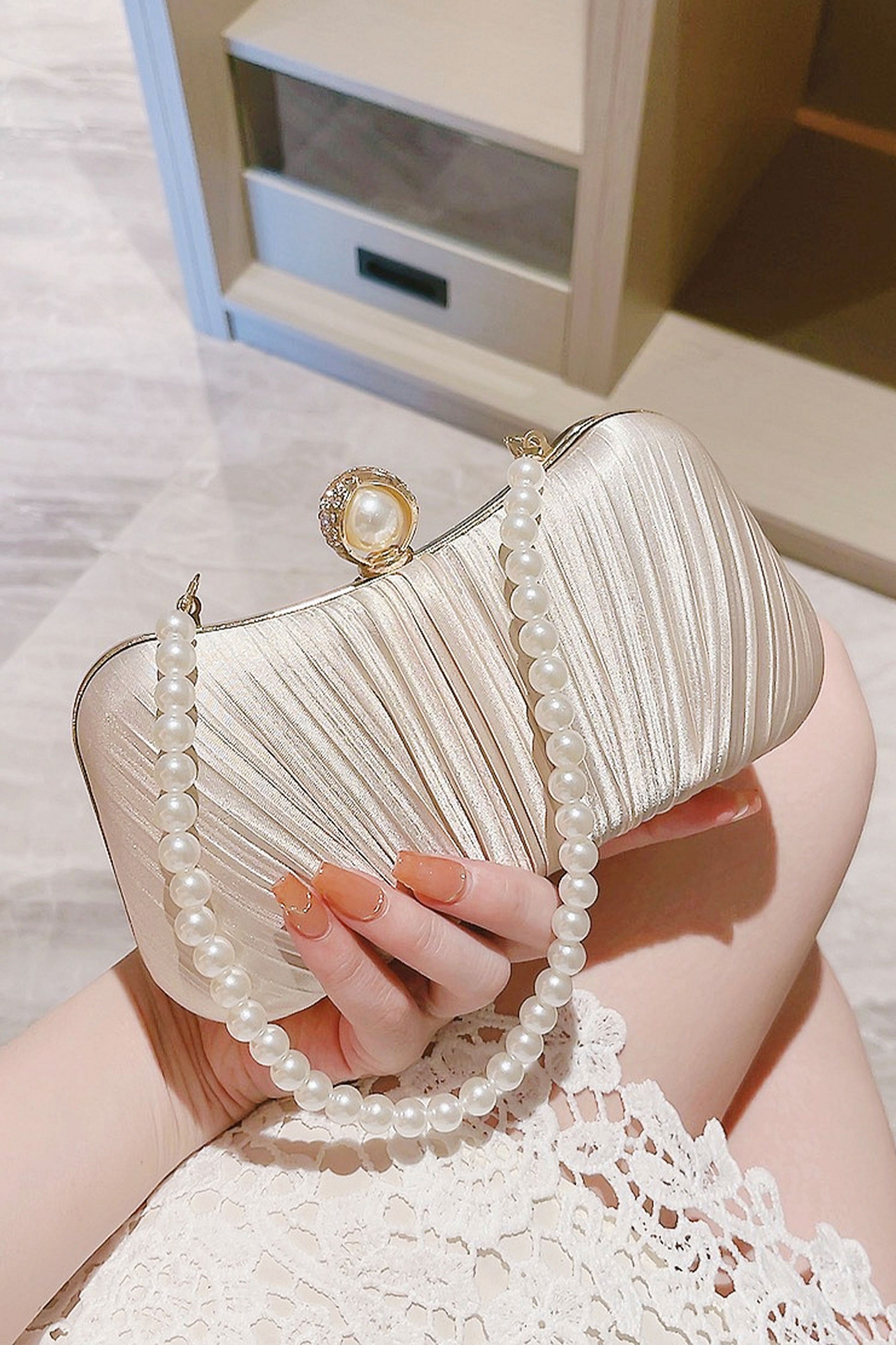 Pearl embellished 2024 clutch bag