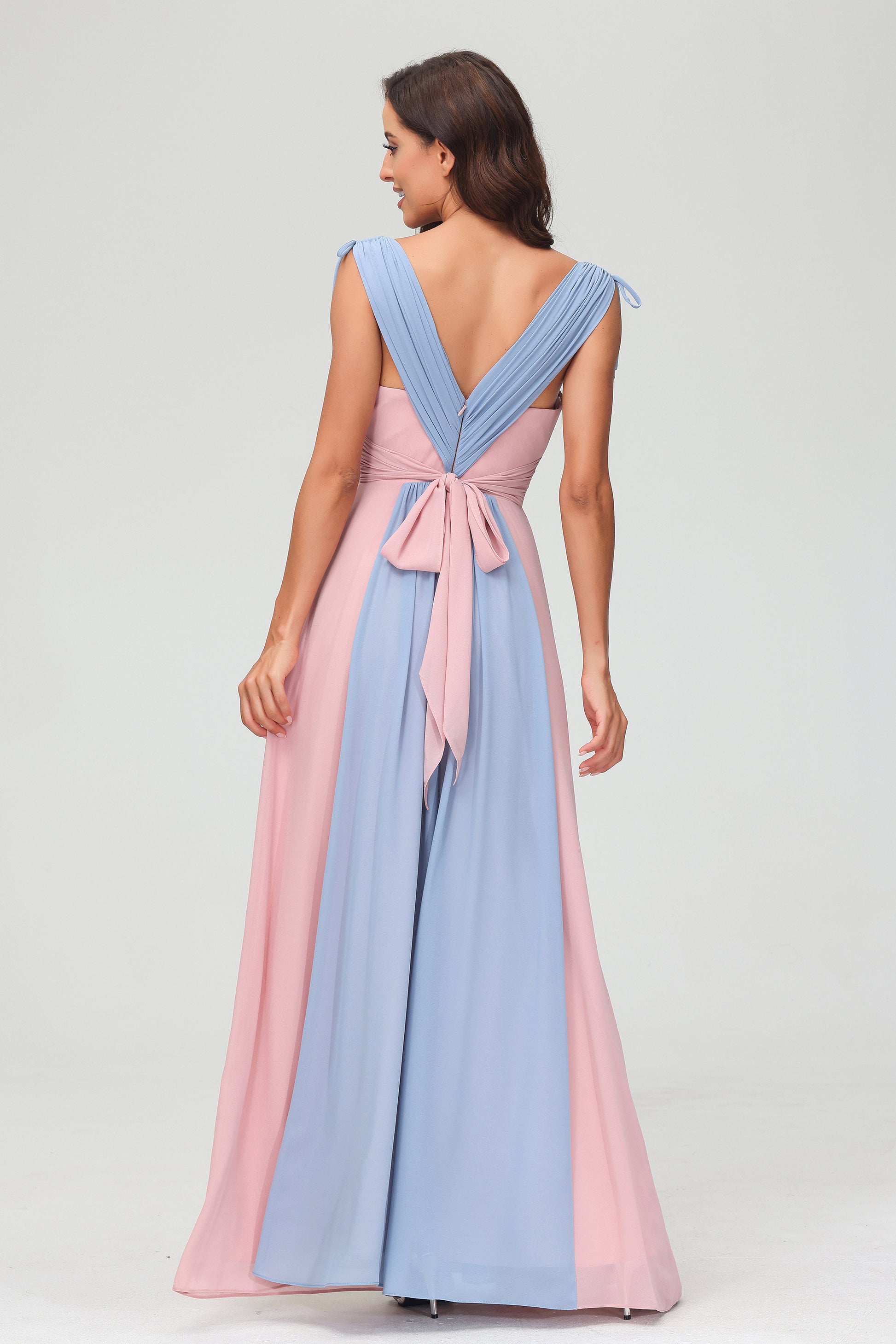 Deep V-neck Empire Waist A-line Chiffon Floor-Length Dress DUNTERY UK Deep V-neck Empire Waist A-line Chiffon Floor-Length Dress DUNTERY UK