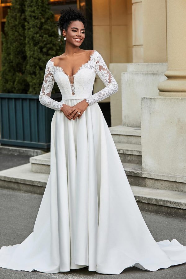 Long Wedding Dress, Lace Wedding Dress, Tulle Wedding Dress, Honest Br –  Dairy Bridal
