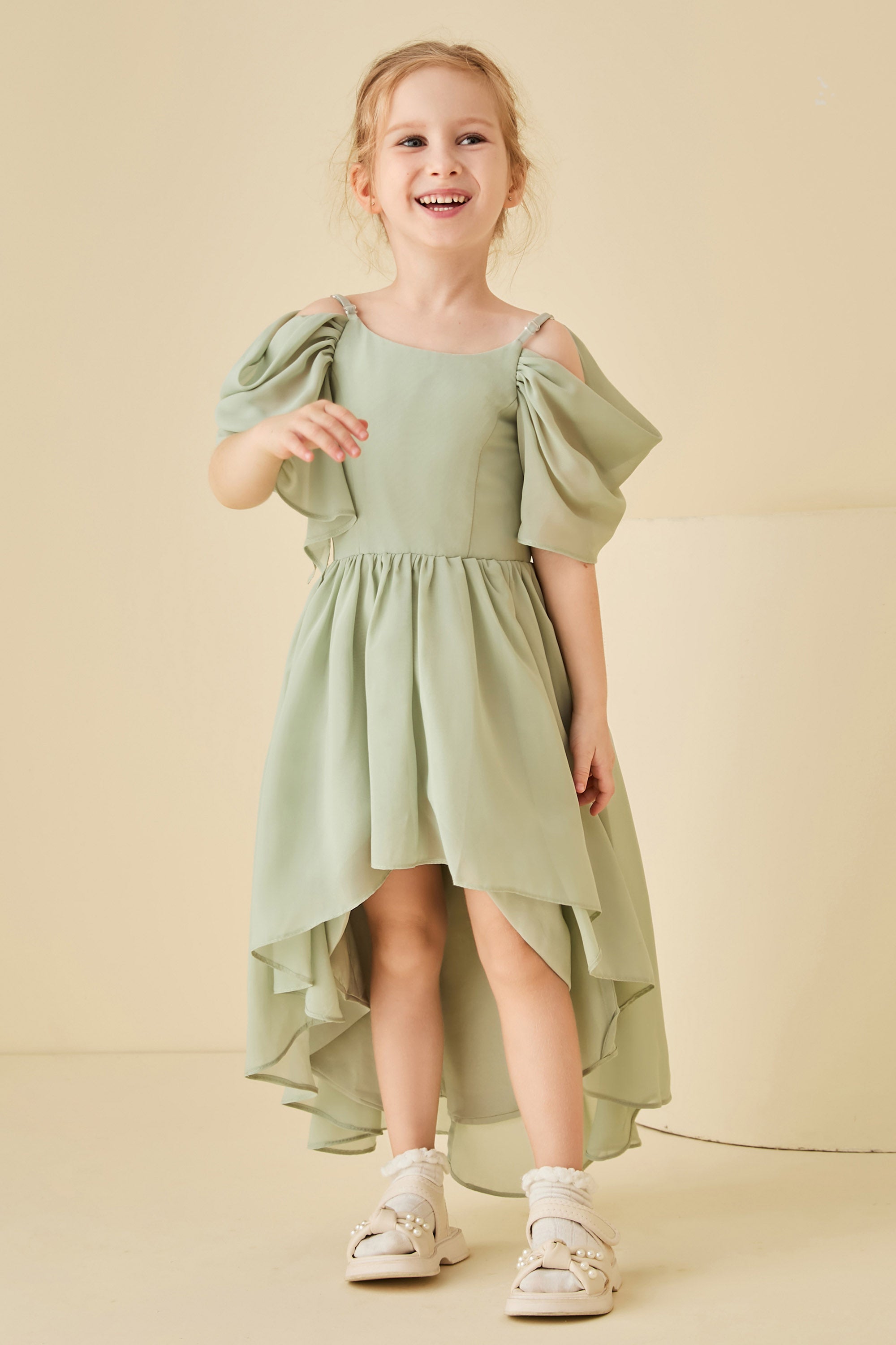 Asymmetrical A-Line Chiffon Junior Bridesmaid Dress – DUNTERY UK