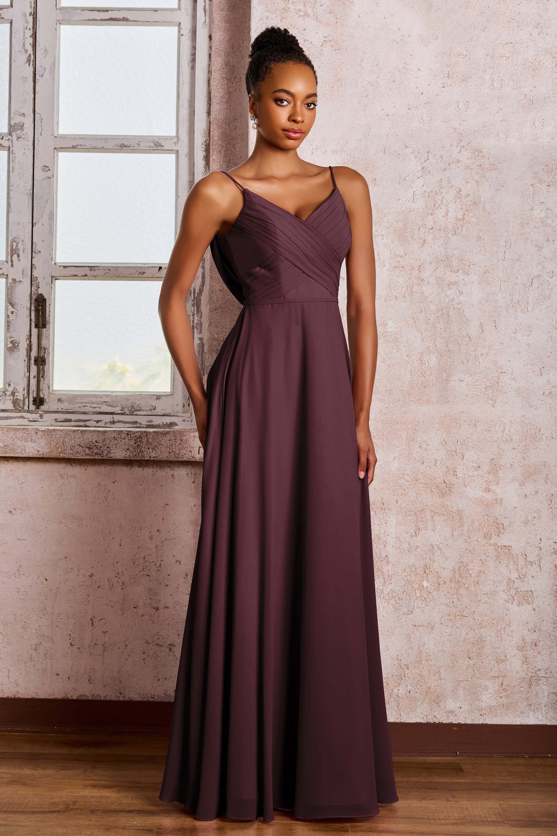 Pleated V Neck Chiffon A-Line Maxi Dresses DUNTERY UK Pleated V Neck Chiffon A-Line Maxi Dresses DUNTERY UK