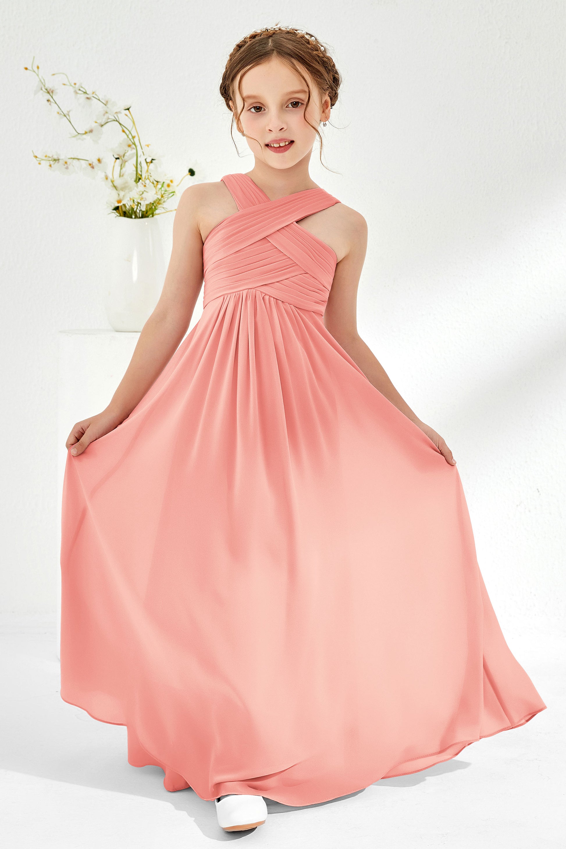 kids bridesmaid dresses uk Tie Shoulder Empire Waist Junior Bridesmaid Dress In Silver Dove