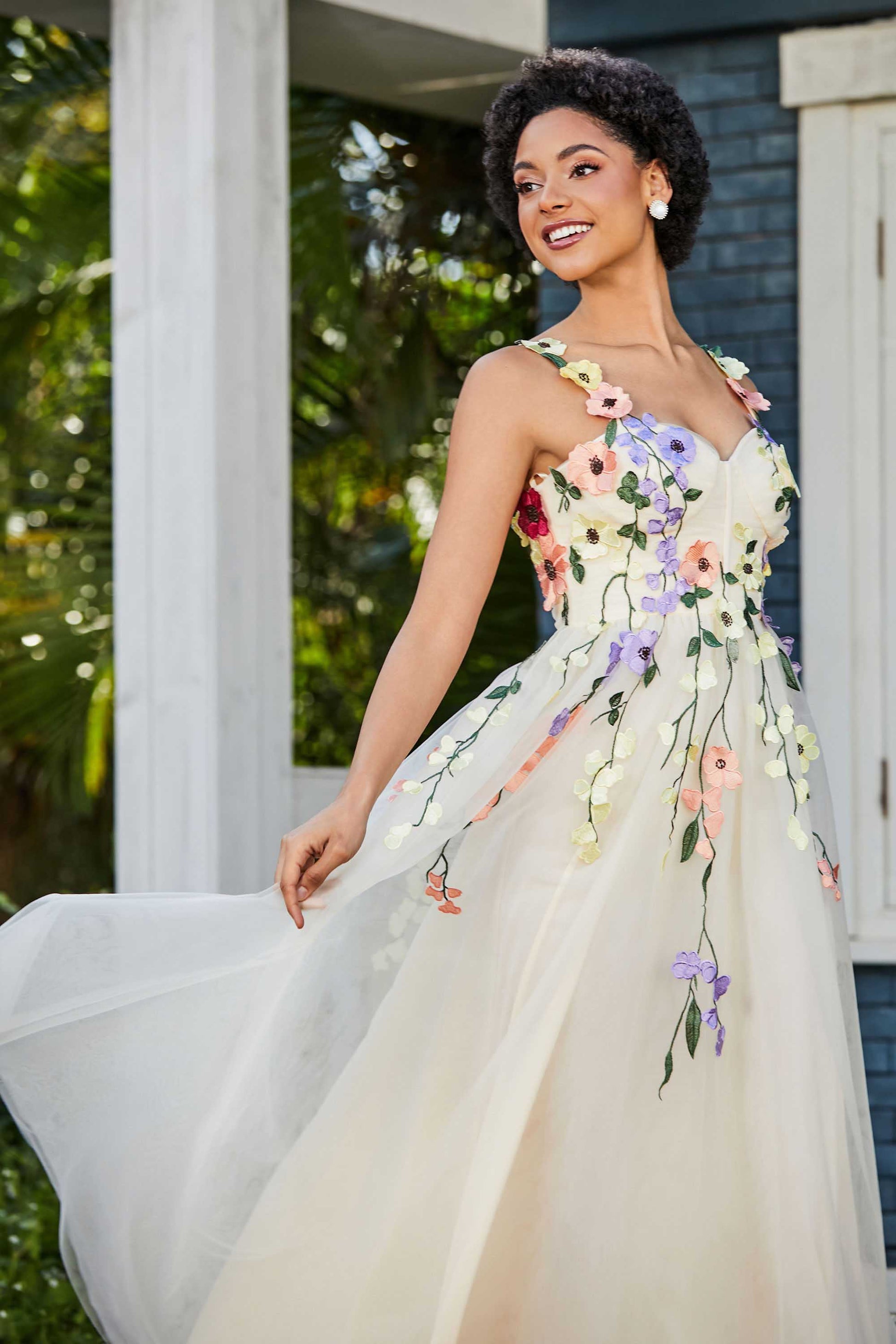 Flower Applique Top Midi Tulle Dress – DUNTERY UK