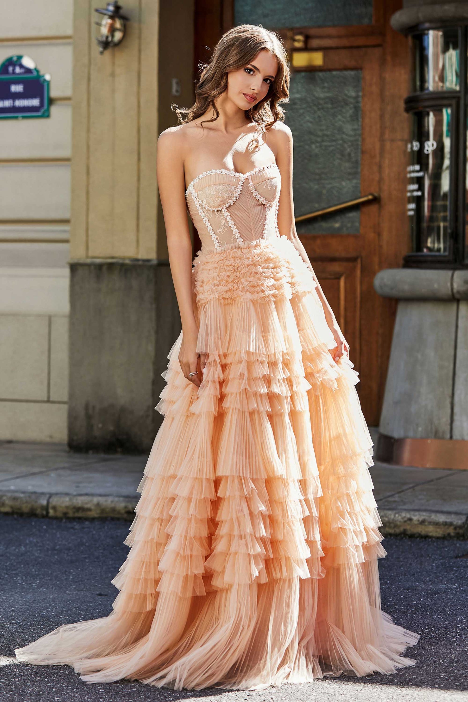18+ Formal Dress Peach Color