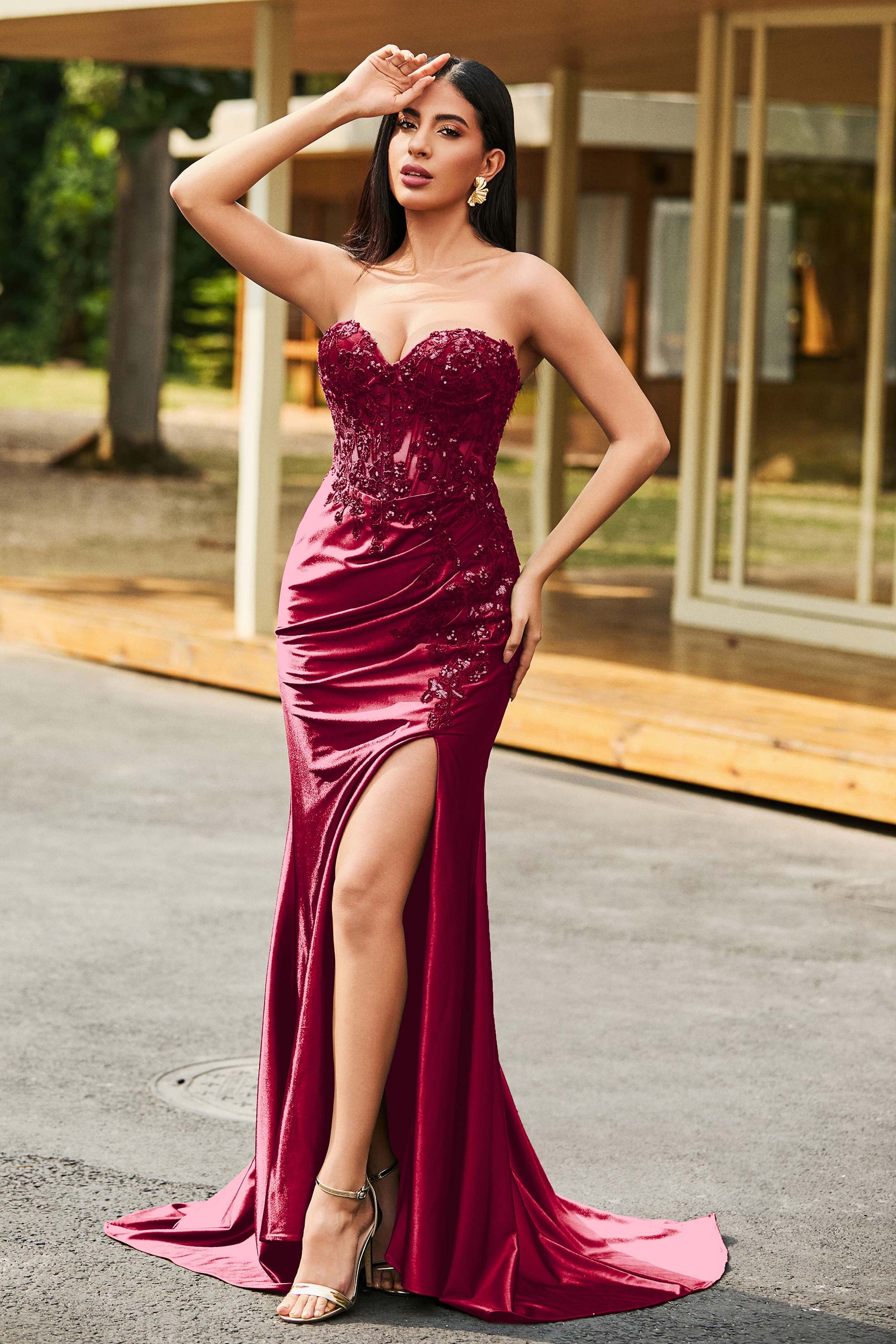 Sweetheart Sweep Train Prom Dress With Pleated DUNTERY UK Sweetheart Sweep Train Prom Dress With Pleated DUNTERY UK
