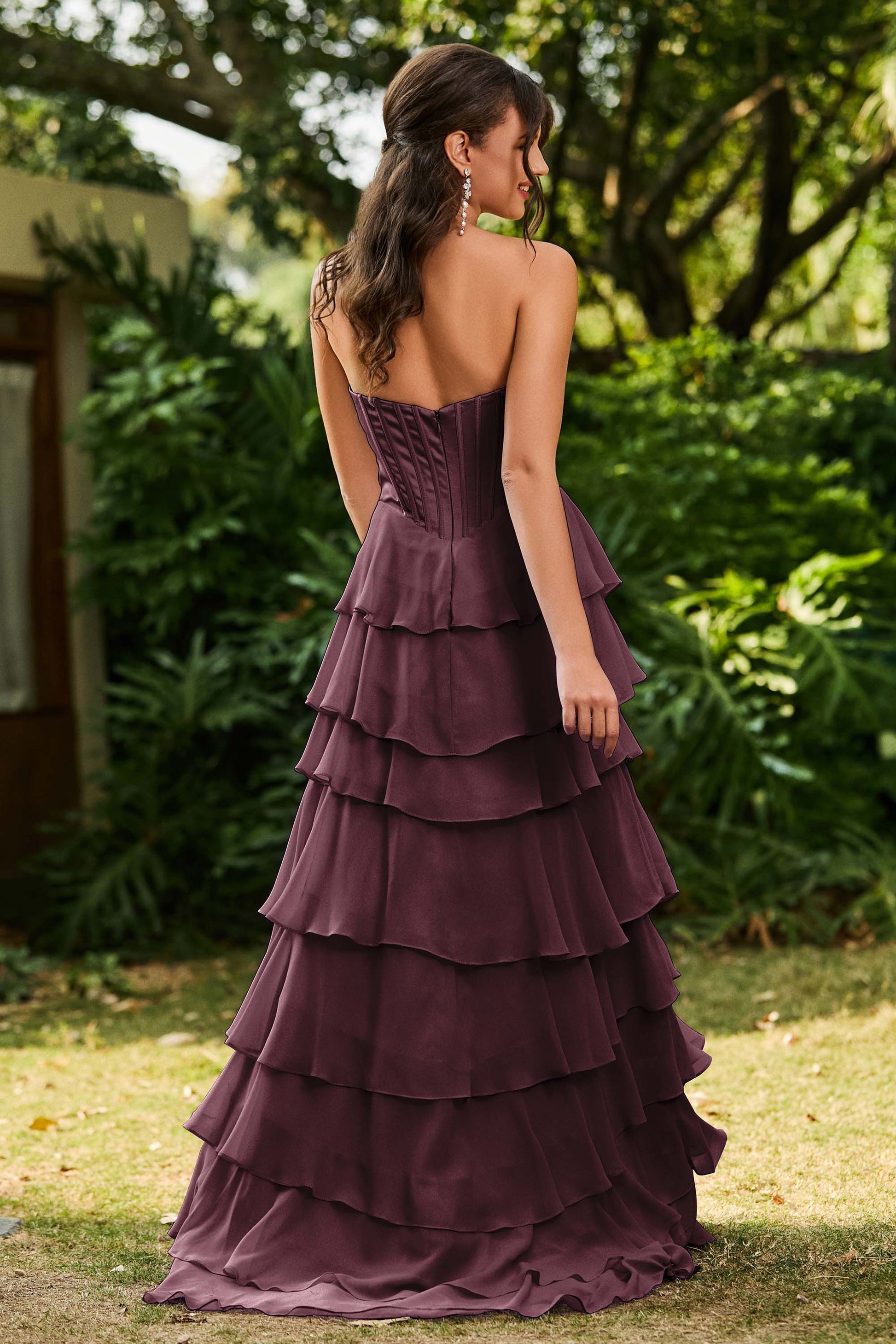Sweetheart A-Line Tiered Chiffon Dress With Slit DUNTERY UK Sweetheart A-Line Tiered Chiffon Dress With Slit DUNTERY UK