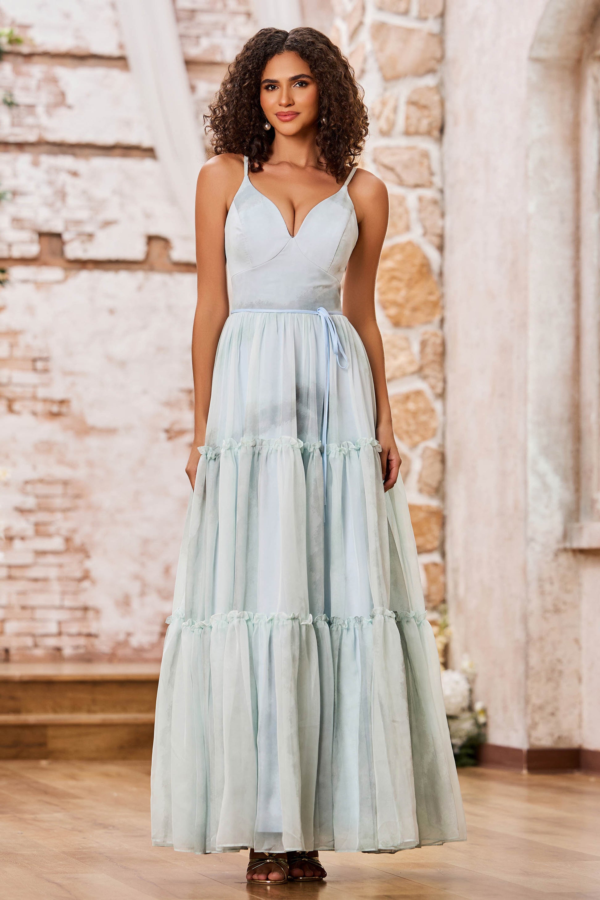 Duntery Spaghetti Straps Chiffon A-Line Tiered Dresses Duntery Spaghetti Straps Chiffon A-Line Tiered Dresses