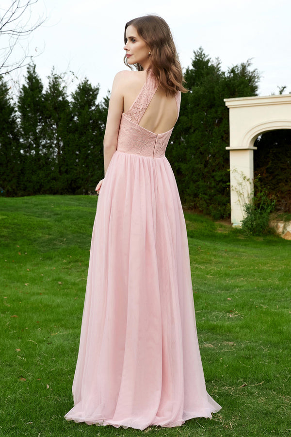 Pink lace bridesmaid dresses best sale