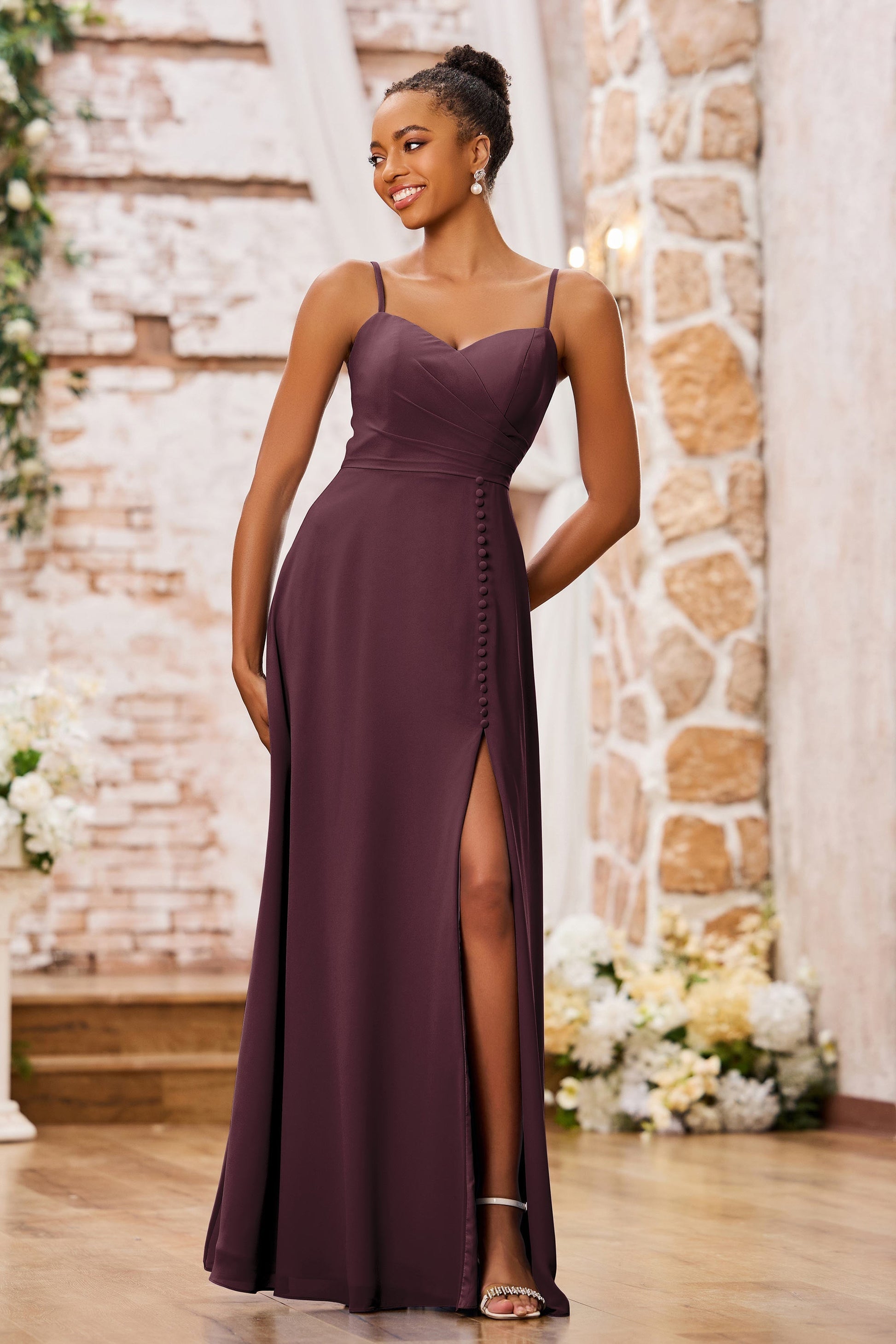 Pleated Sweetheart Neck Chiffon Long Dresses With Slit DUNTERY UK Pleated Sweetheart Neck Chiffon Long Dresses With Slit DUNTERY UK