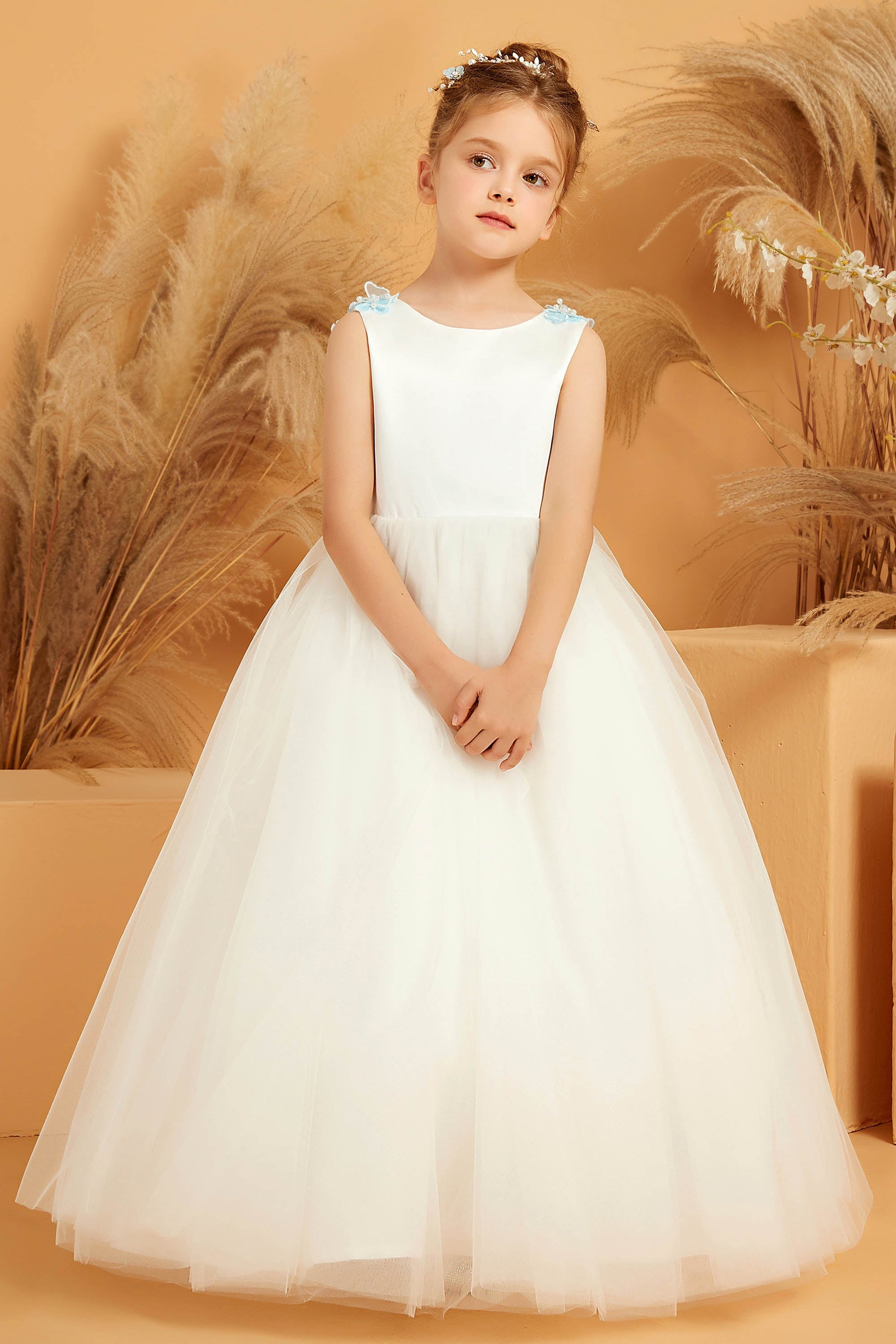 Beach Wedding Belk Flower Girl Dresses Scoop Neck Tulle Flower Girl Dress With Bowknot DUNTERY UK Beach Wedding Belk Flower Girl Dresses Scoop Neck Tulle Flower Girl Dress With Bowknot DUNTERY UK