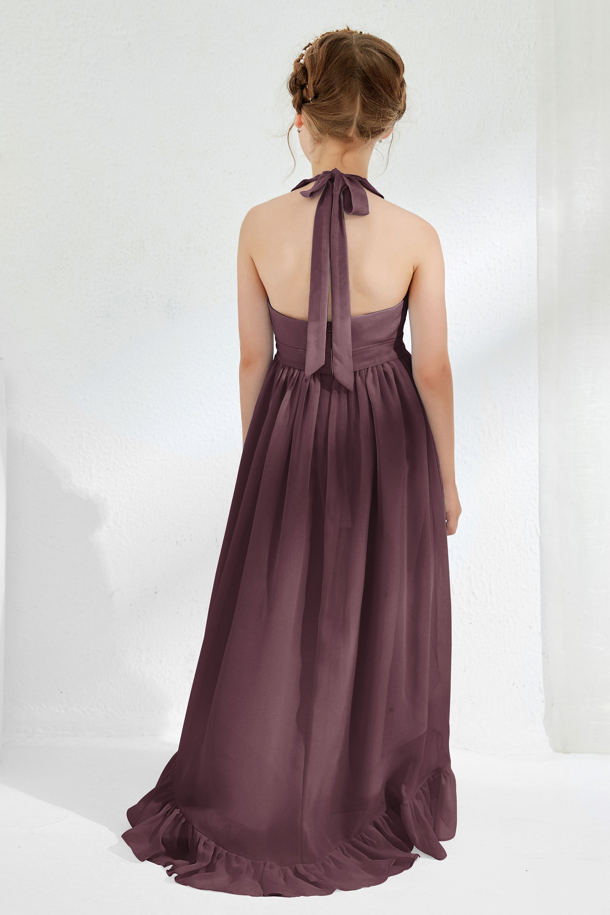 Halter Neck Asymmetrical Chiffon Junior Bridesmaid Dress DUNTERY UK Halter Neck Asymmetrical Chiffon Junior Bridesmaid Dress DUNTERY UK