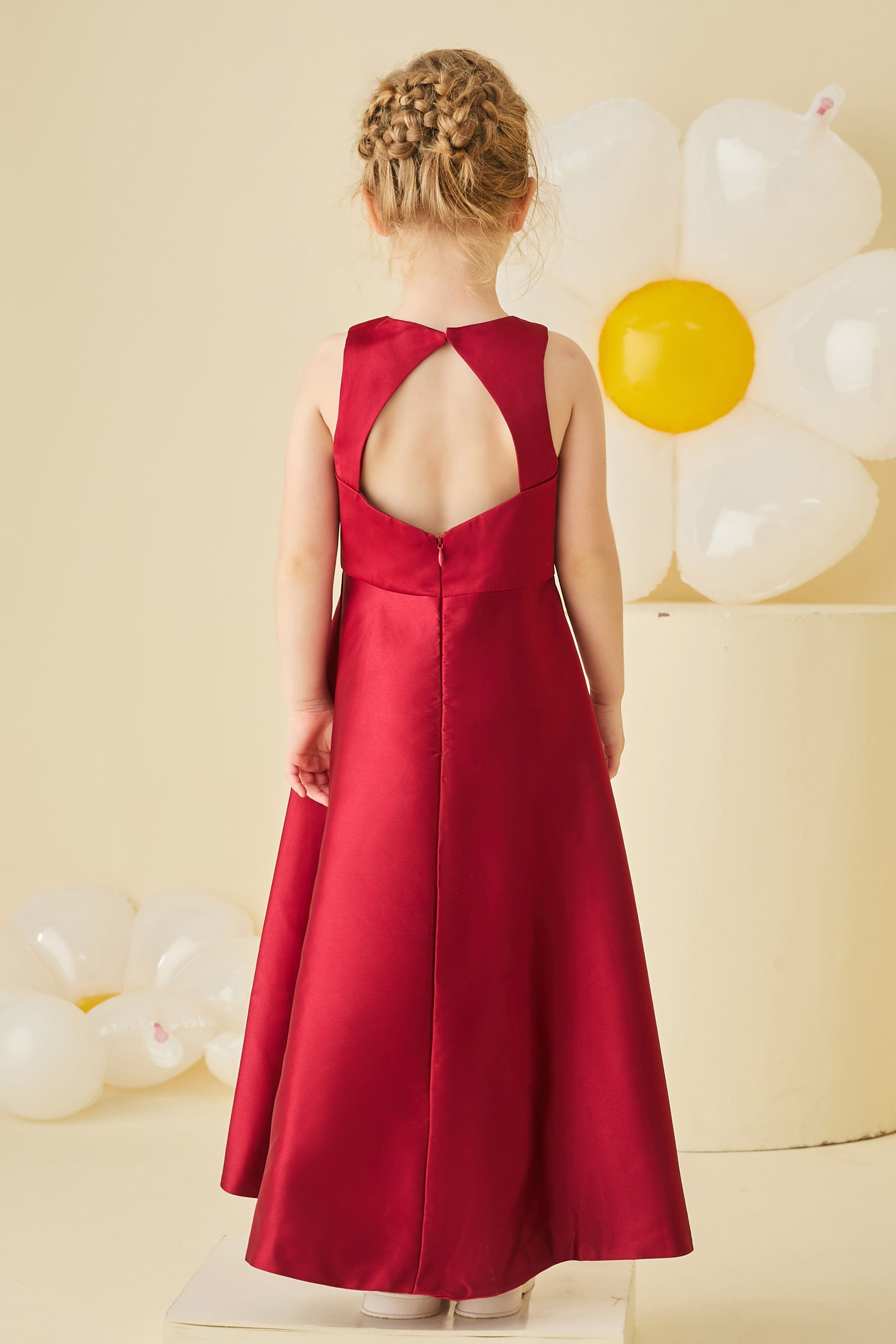 Jewel Backless Sleeveless Satin Junior Bridesmaid Dress – DUNTERY UK