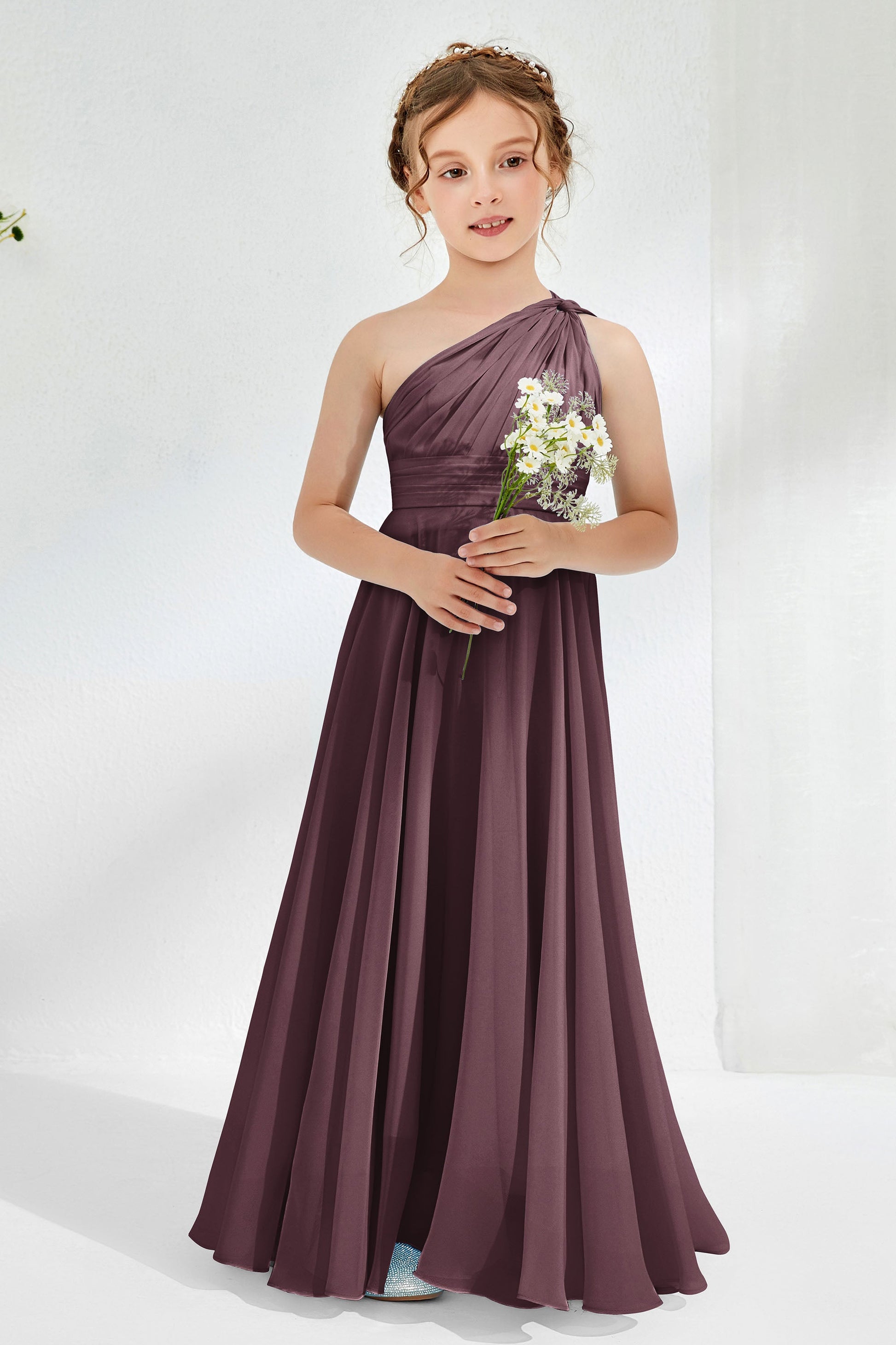 Pleated One Shoulder A-Line Junior Bridesmaid Dress DUNTERY UK Pleated One Shoulder A-Line Junior Bridesmaid Dress DUNTERY UK