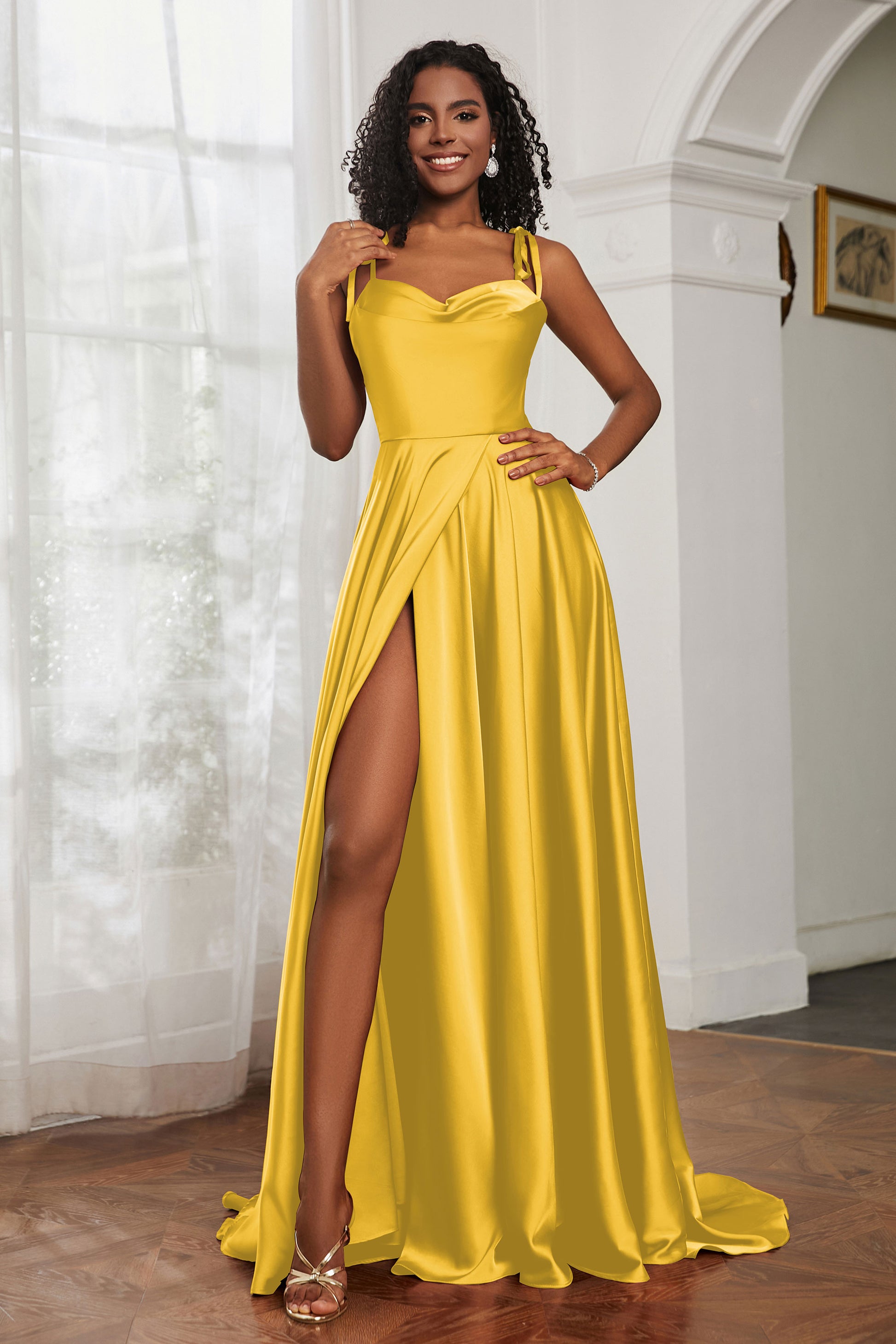 Homecoming Spaghetti Strap Beautifully Modest Prom Dresses Simple Yellow Satin Long Prom Dress Yellow Formal Dress Homecoming Spaghetti Strap Beautifully Modest Prom Dresses Simple Yellow Satin Long Prom Dress Yellow Formal Dress