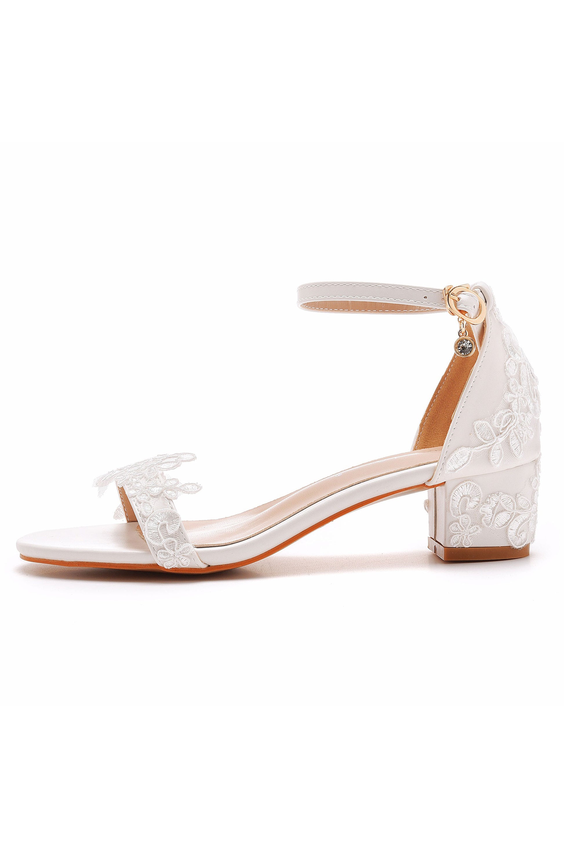 Women's Lace Flower Heeled Sandals Square Open Toe Lace - Temu