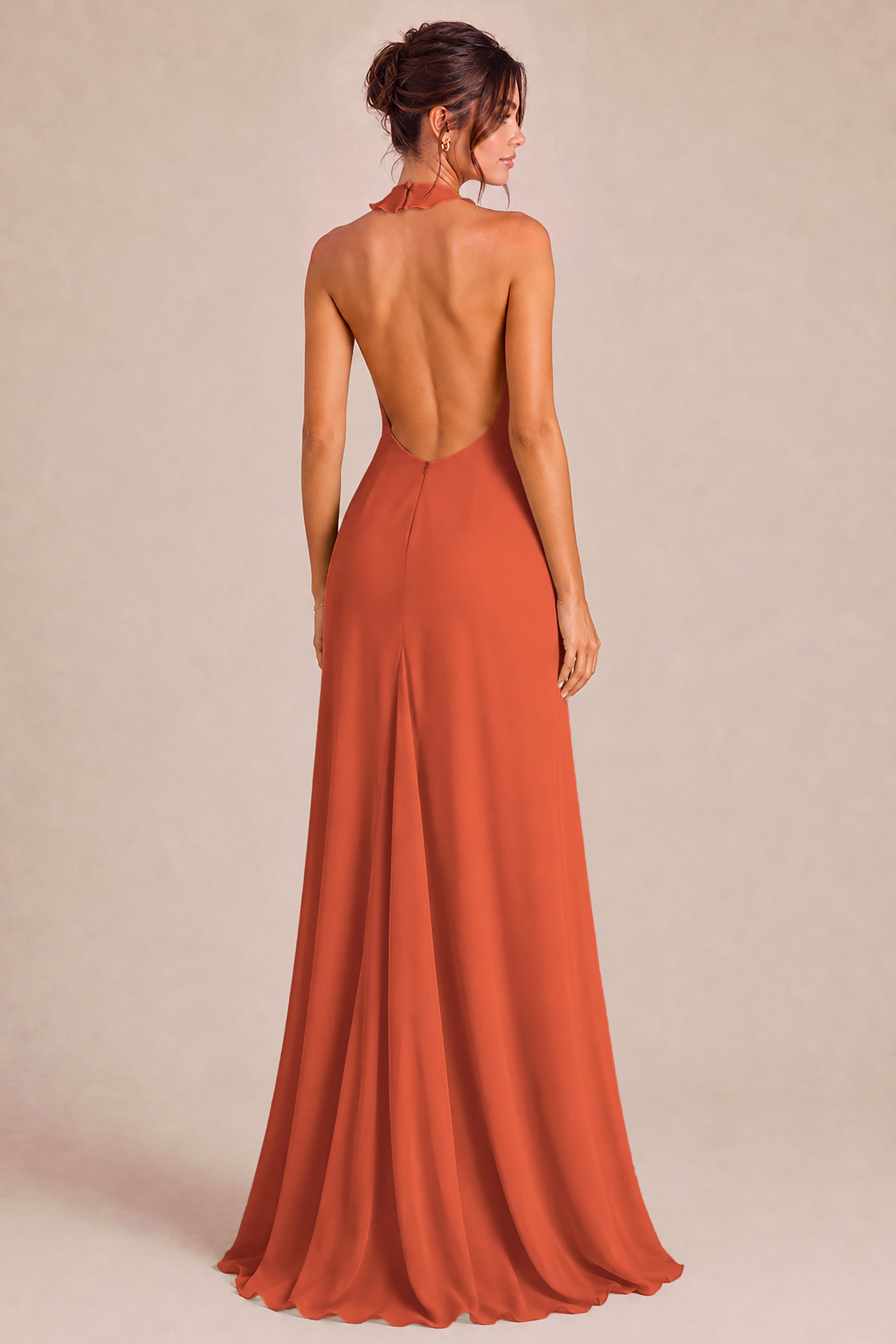 Ruffle Halter Bridesmaid Dress