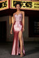 Lace Applique Sheath High Slit Dress