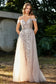 A-Line Beaded Applique Tulle Dress