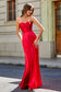 Lace Up Back Fitted Strapless Satin Gown