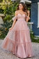 Flutter Sleeves A-Line Tulle Maxi Dress
