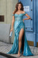 Off Shoulder Pleated Mermaid Satin Gown