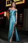 Cap Sleeves Applique Lace Up Stretch Satin Gown