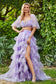 Princess Floral Two Piece Tiered Tulle Dress With Slit
