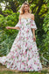 Floral Off Shoulder Ruffled Chiffon Long Dress