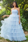 Strapless Ruffles A-Line Tiered Tulle Dress