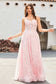 A-Line Sweetheart Sequins Applique Pink Gown