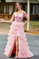 Tulle Lace Up Ruffles Ball Gown With Rhinestone