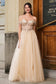 Floor-Length Tulle Off-the-Shoulder Beaded Gown