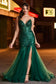 Strapless Sequins Tulle Mermaid Slit Gown