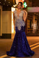 Rhinestone Scoop Neck Sequins Mermaid Gown